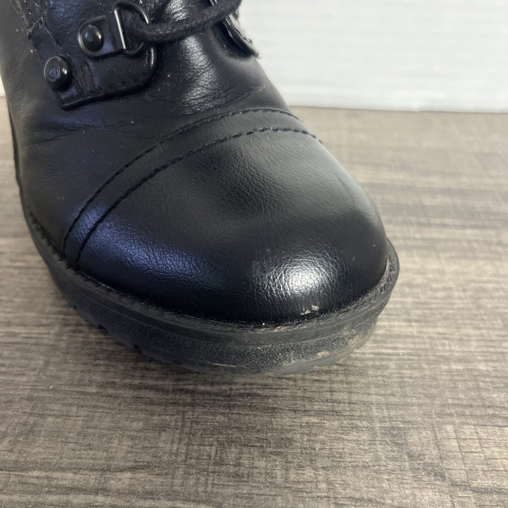 G by Guess Combat Boots 6.5 Black Lace up Zip Biker Heel Ankle Bootie Whimsigoth - Picture 11 of 11
